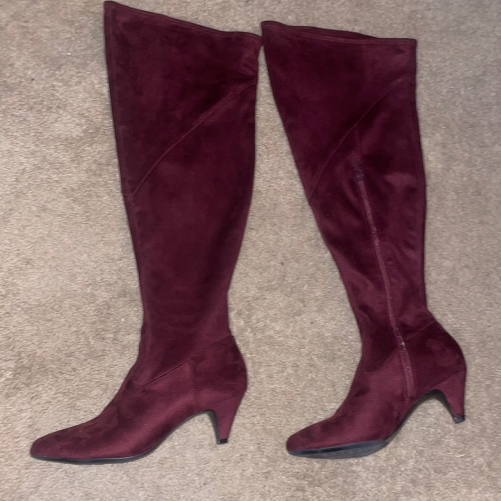 Lane Bryant Stretch Suede Kitten Heel Boot 7 Womens